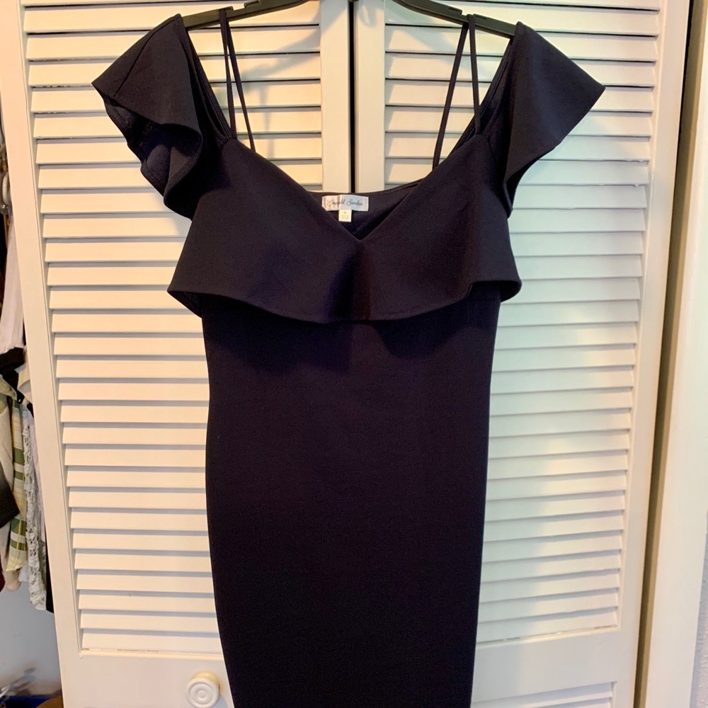 Dark blue off the shoulder dress